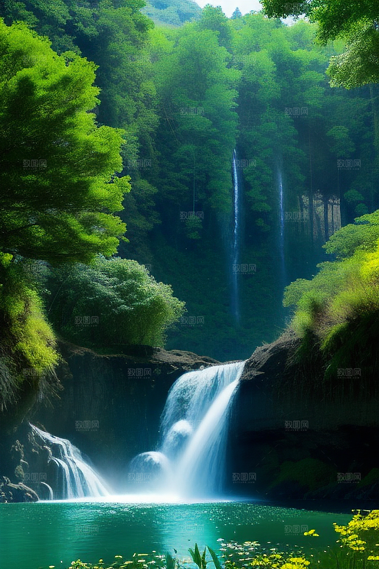 深绿色水面中的湍急河流