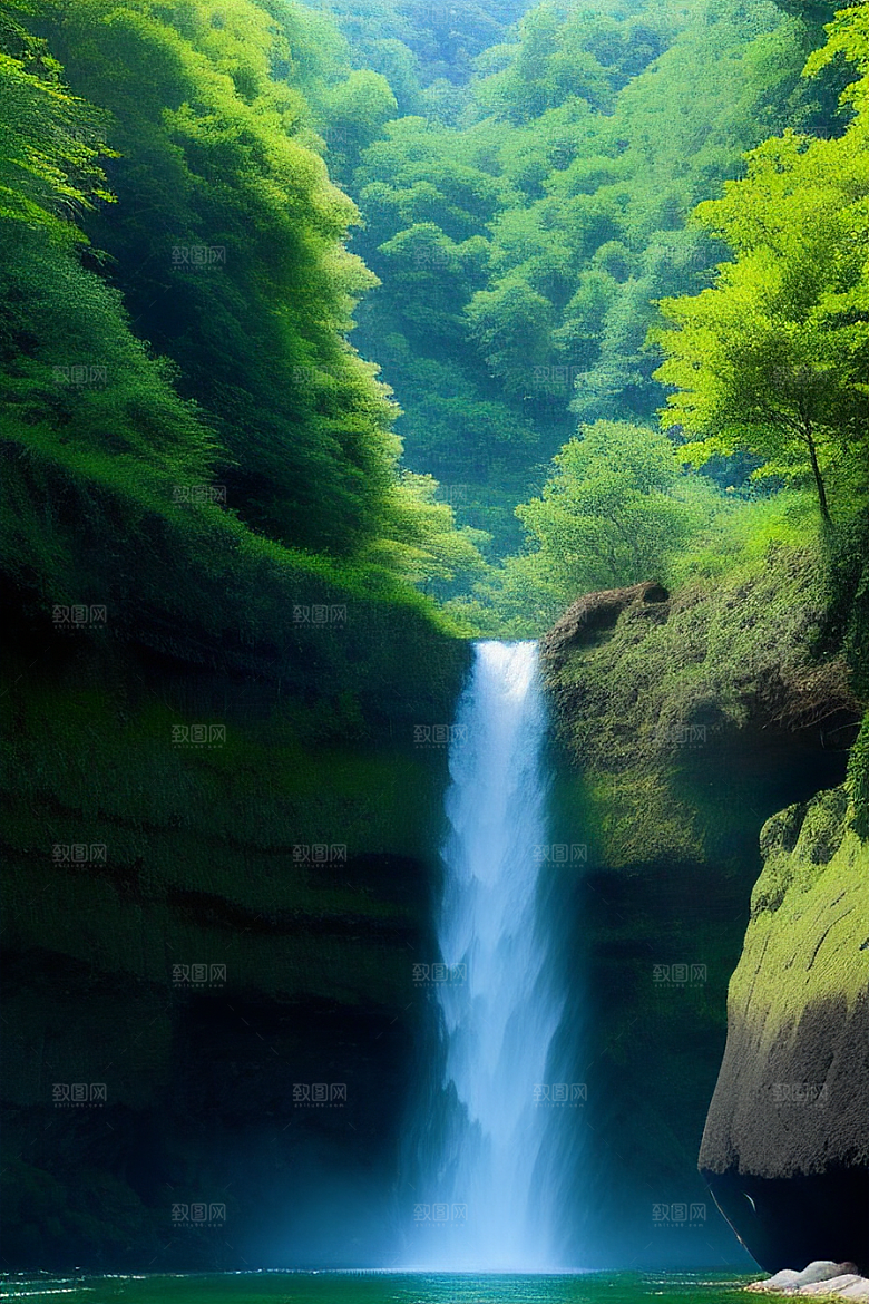 深绿色水面中的湍急河流