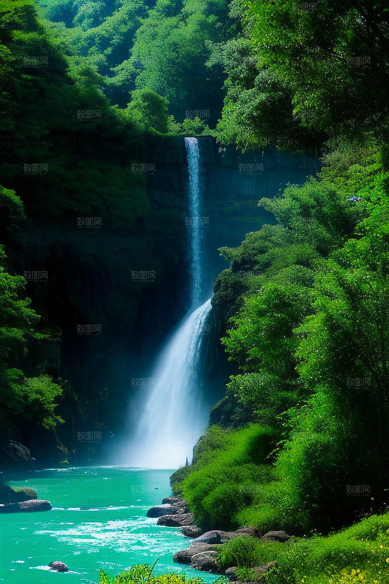深绿色水面中的湍急河流