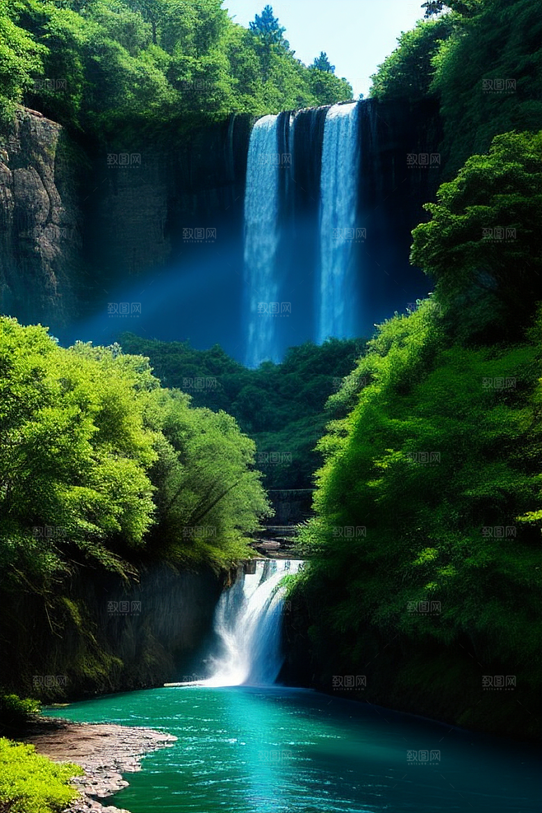 深绿色水面中的湍急河流
