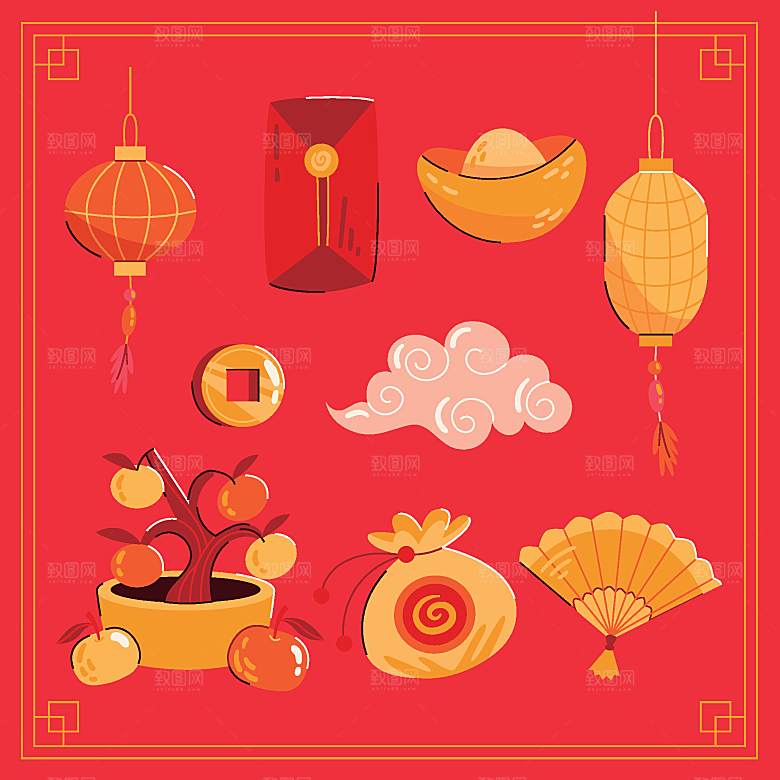 中国传统新年矢量元素下载