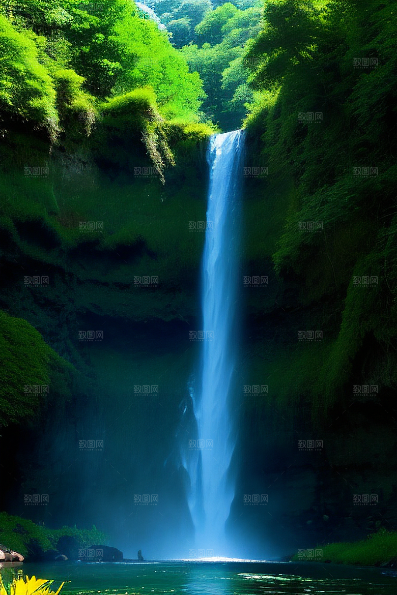 嫩绿的松树与湛蓝的天空