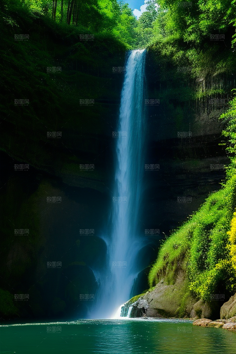 嫩绿的松树与湛蓝的天空