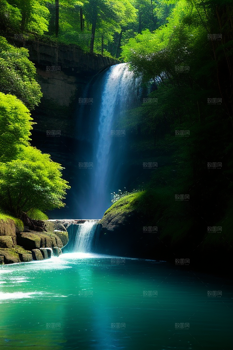 嫩绿的松树与湛蓝的天空
