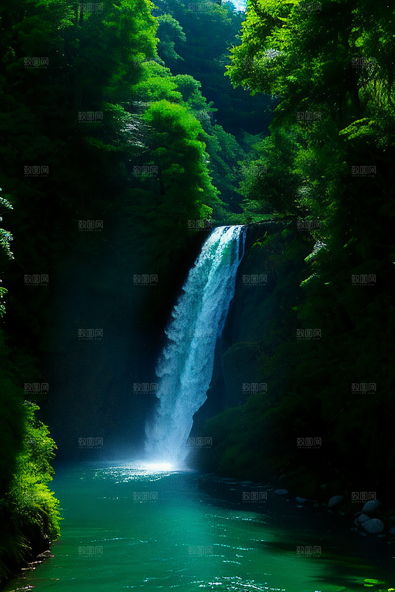 嫩绿的松树与湛蓝的天空