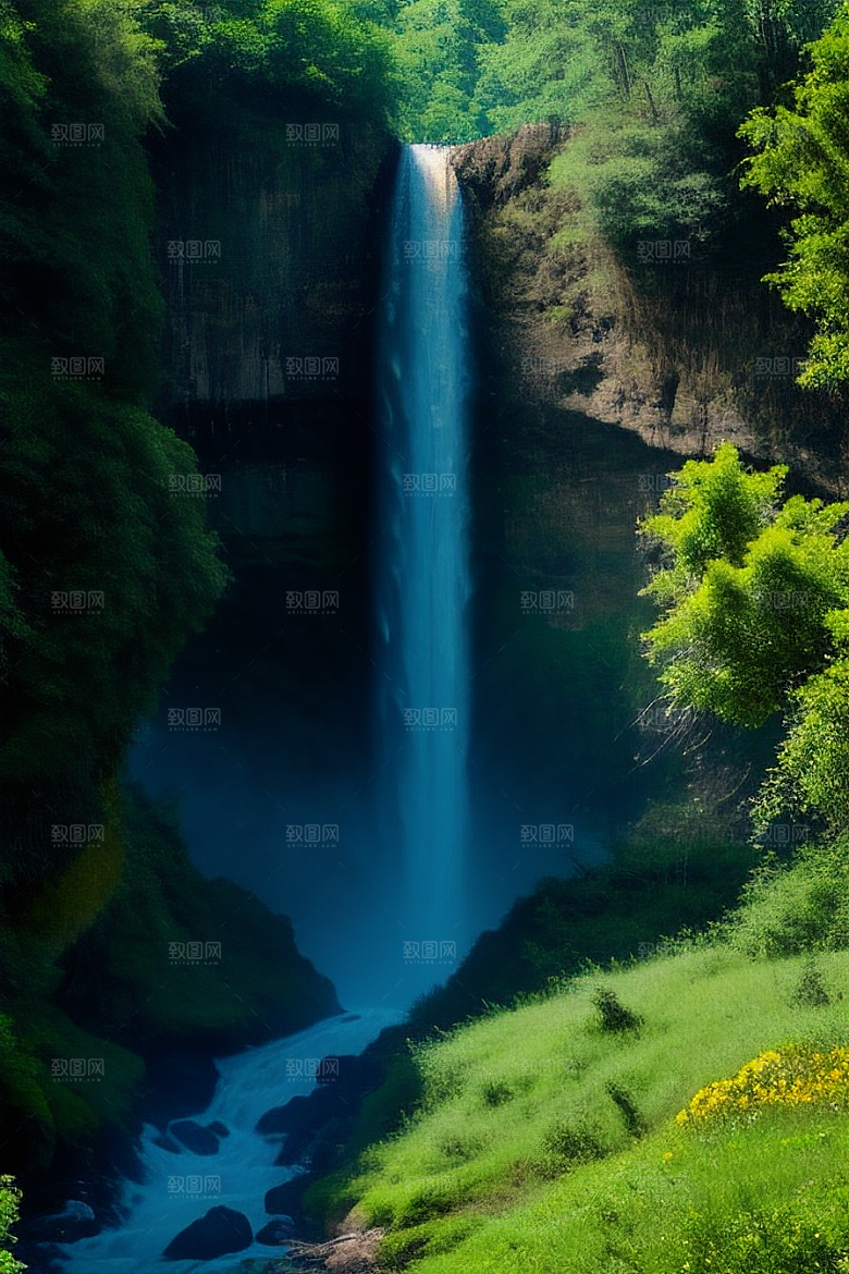 嫩绿的松树与湛蓝的天空