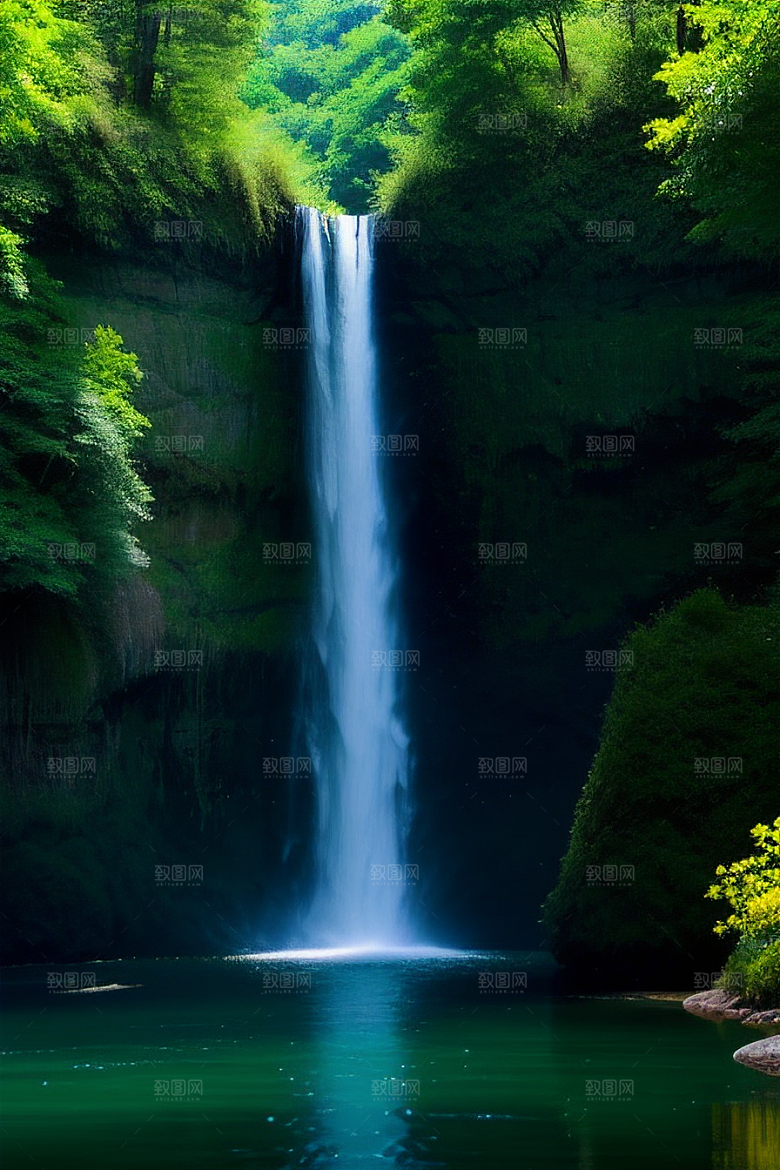 嫩绿的松树与湛蓝的天空