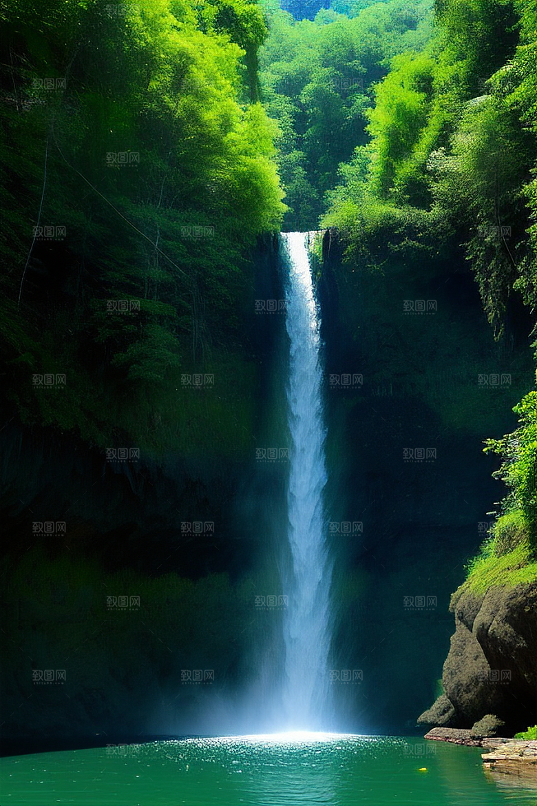 绿色河水深处的清澈