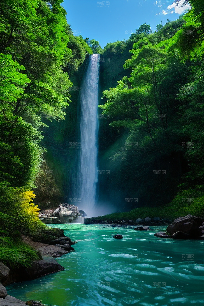 绿色河水深处的清澈