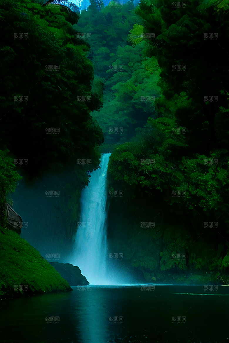 绿色河水深处的清澈