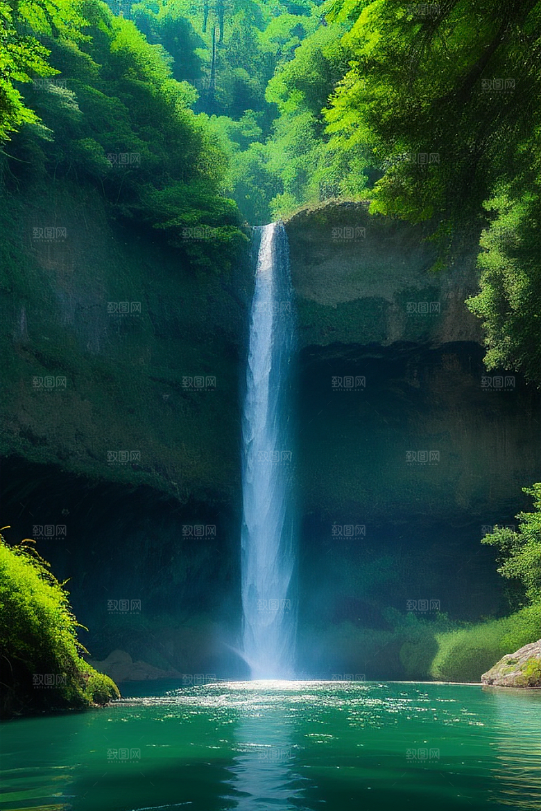 绿色河水深处的清澈