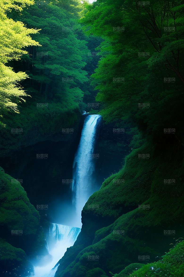 绿色河水深处的清澈