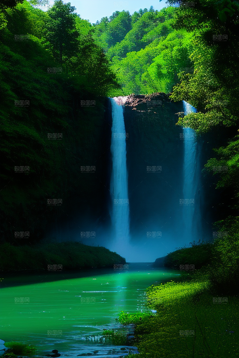 绿色河水深处的清澈