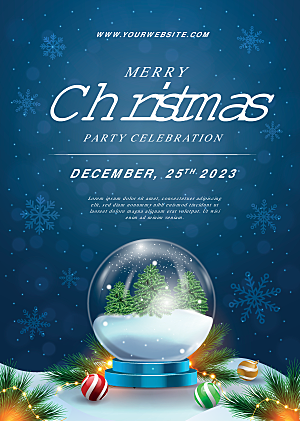 圣诞节水晶球矢量海报设计
