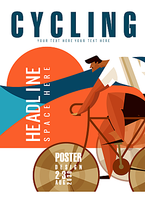 扁平化古典自行车运动矢量海报