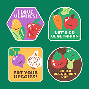 世界素食日平面标签系列