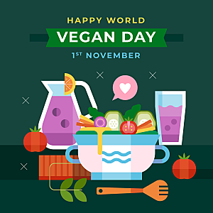 世界素食日庆祝活动平面插图