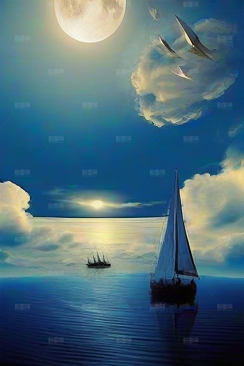 美丽的巨大帆船画面