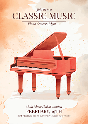 钢琴演奏会矢量海报设计