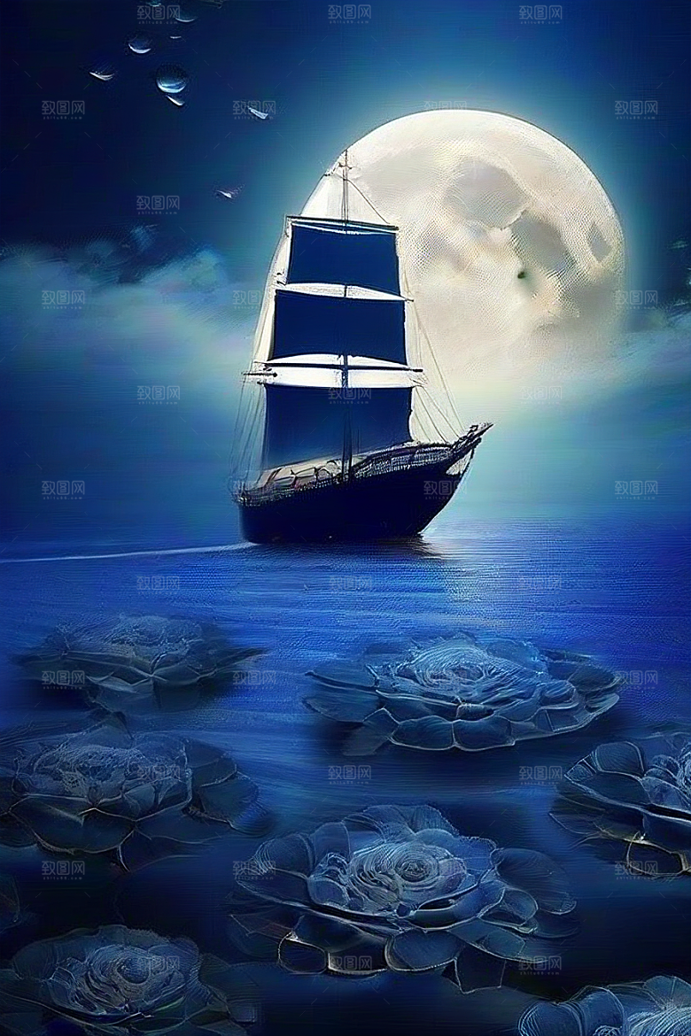 魔幻的蓝色海洋画面