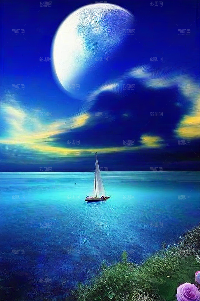 魔幻的蓝色海洋画面