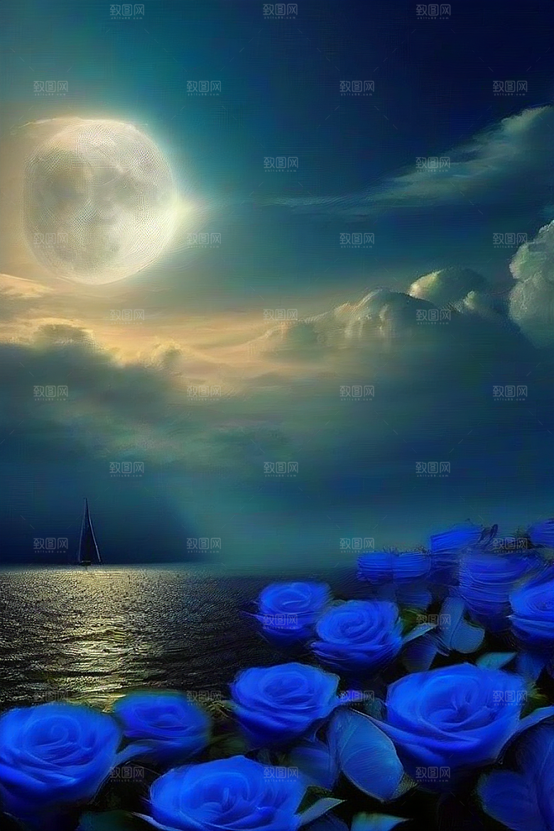 魔幻的蓝色海洋画面