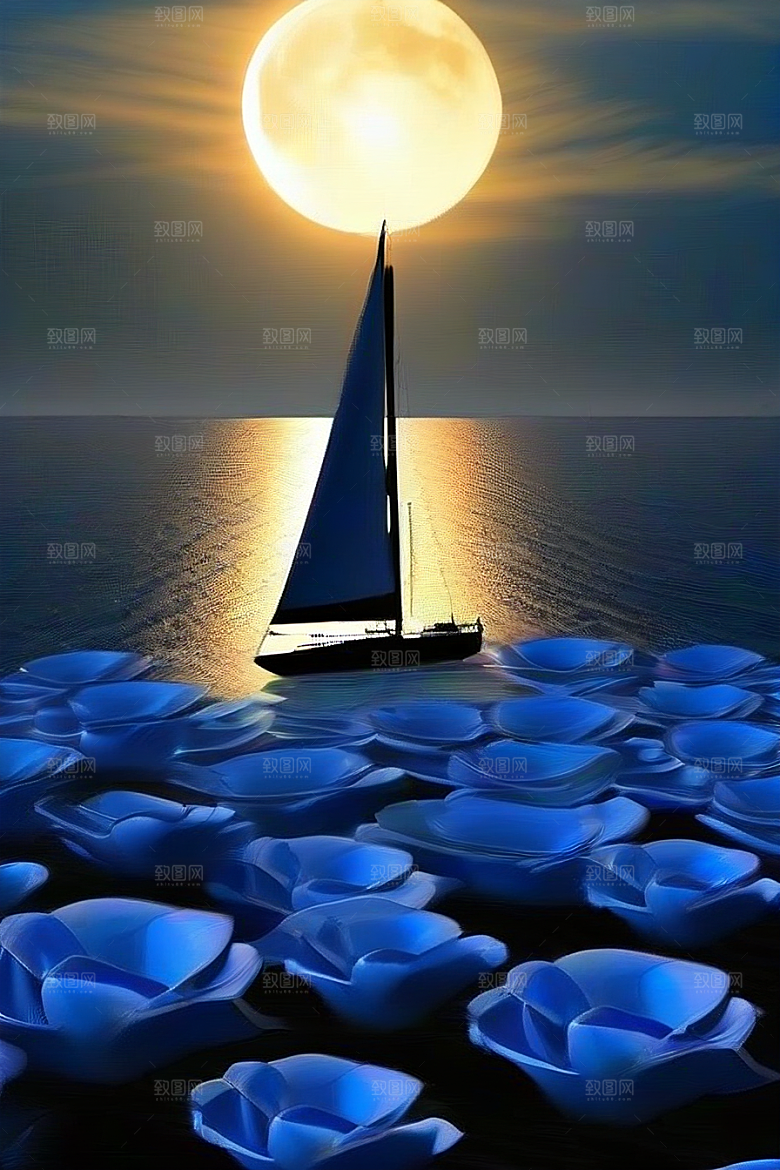 魔幻的蓝色海洋画面