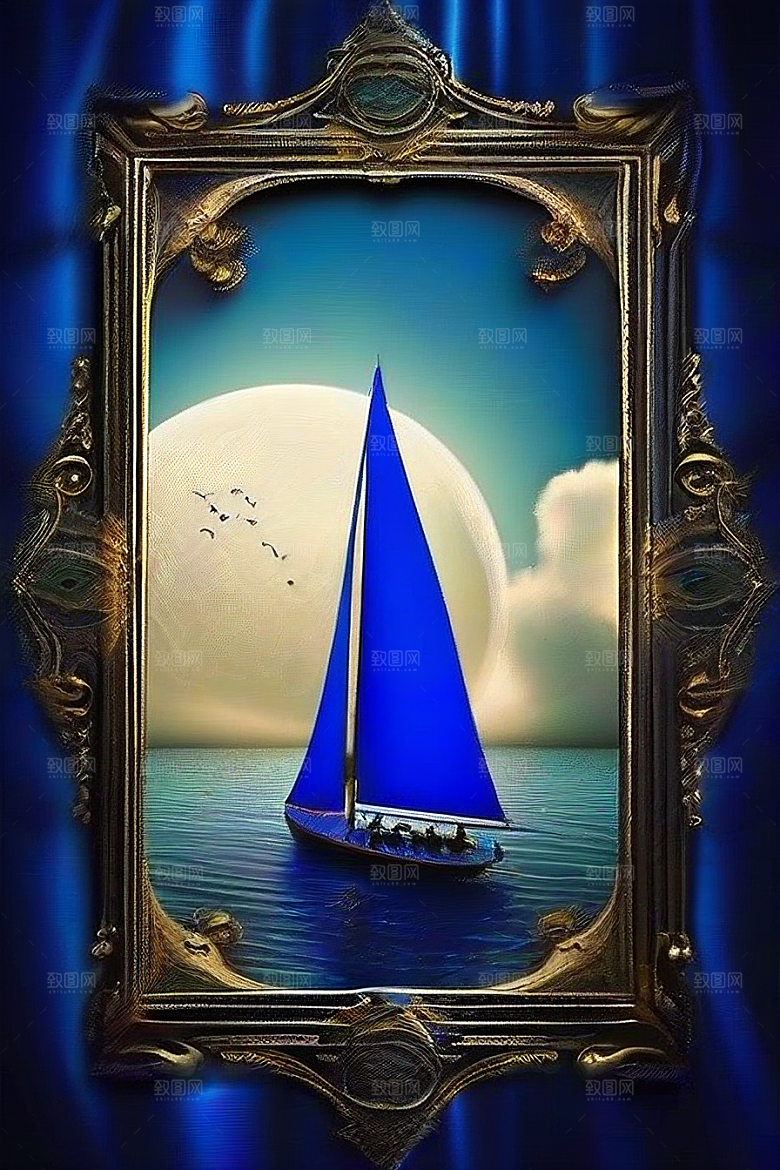 魔幻的蓝色海洋画面