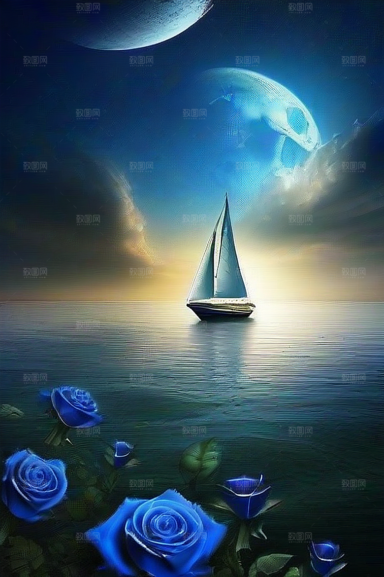 魔幻的蓝色海洋画面