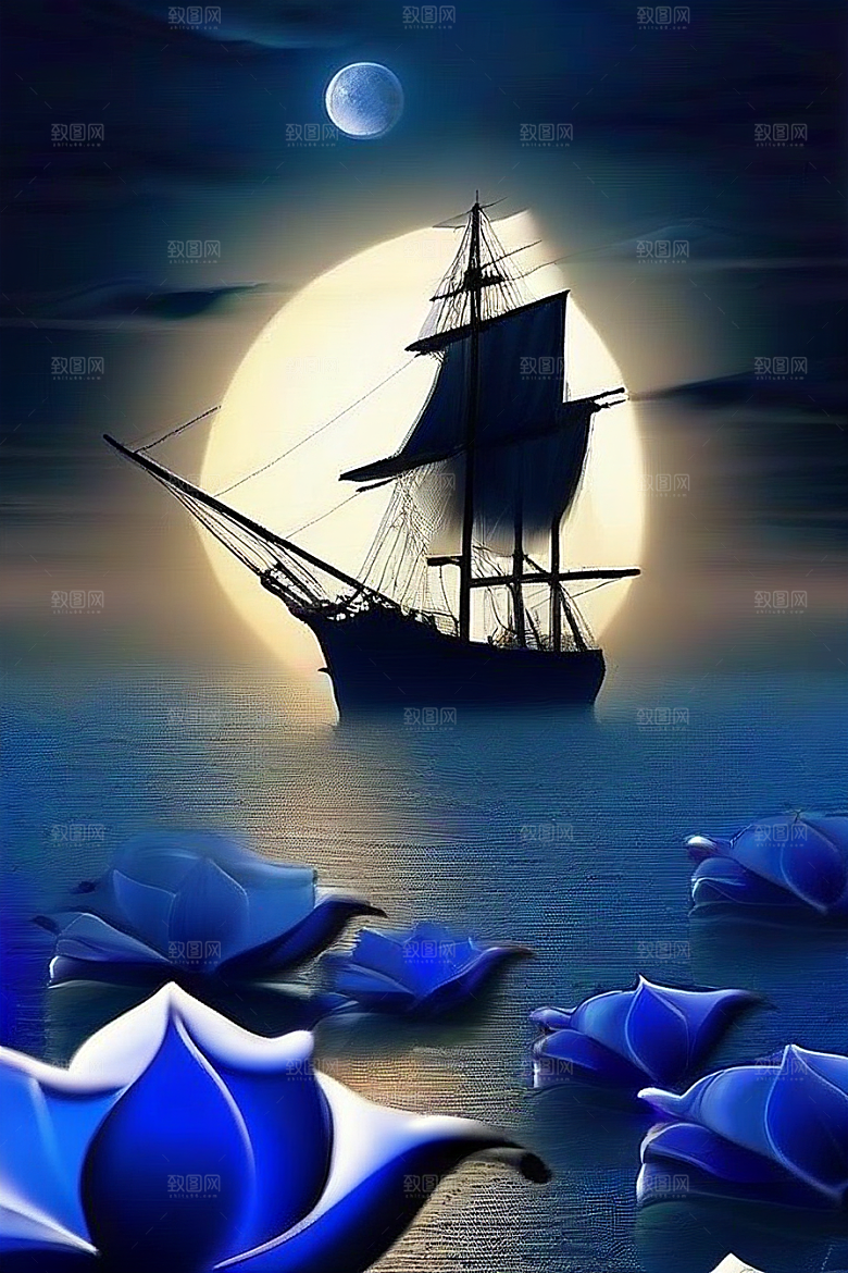魔幻的蓝色海洋画面