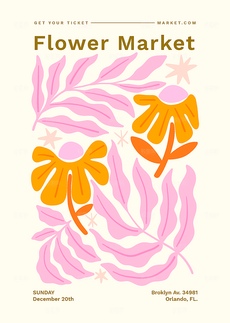 花朵力量海报矢量模板