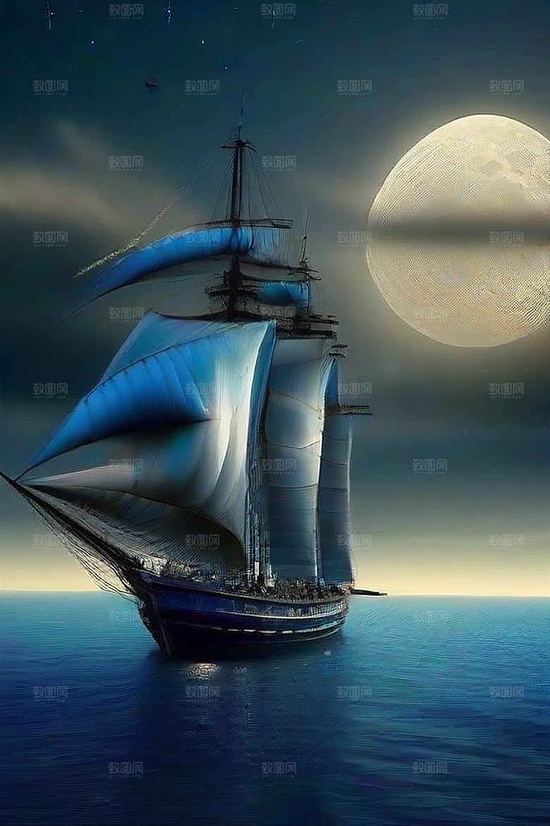 深海中漂浮的巨大蓝玫瑰