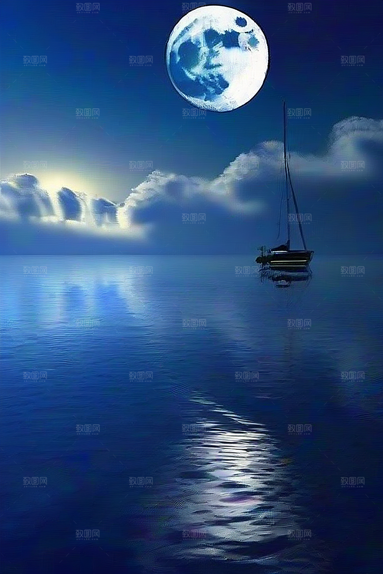 深海中漂浮的巨大蓝玫瑰