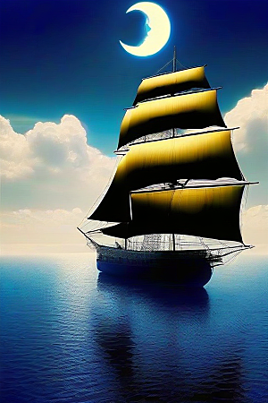 深海中漂浮的巨大蓝玫瑰
