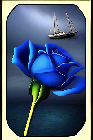 魔幻蓝色海洋中的帆船
