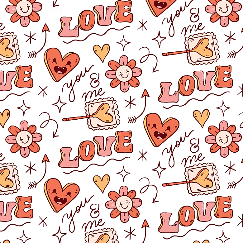 可爱潮流LOVE元素背景图