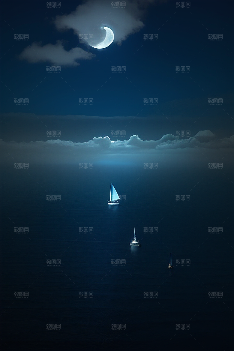 魔幻的蓝色海洋画面