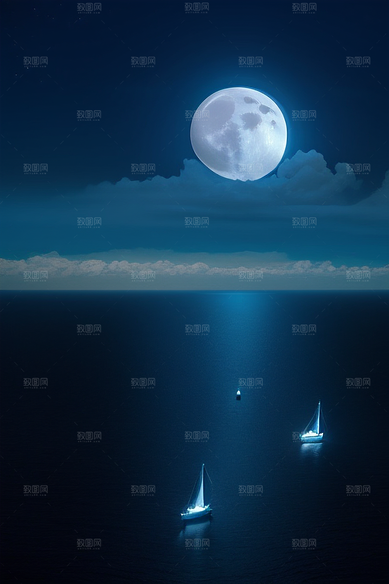 魔幻的蓝色海洋画面