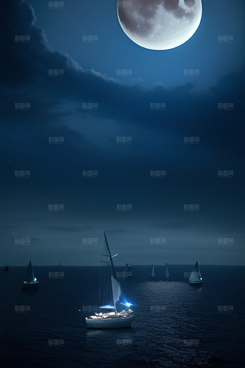 魔幻的蓝色海洋画面