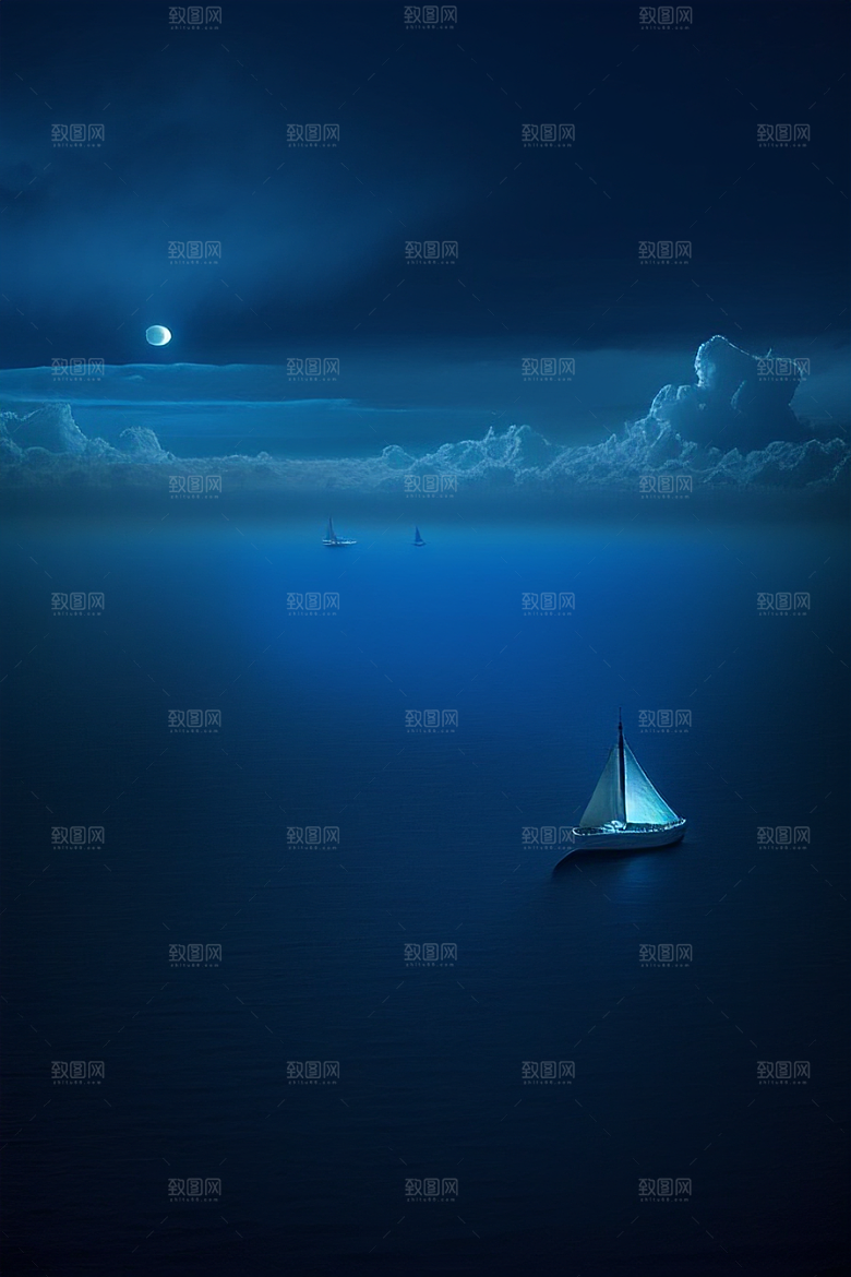 魔幻的蓝色海洋画面