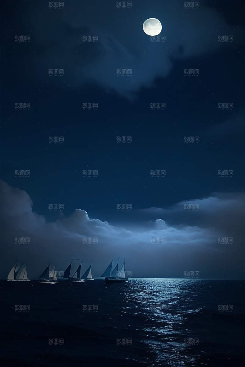 魔幻的蓝色海洋画面