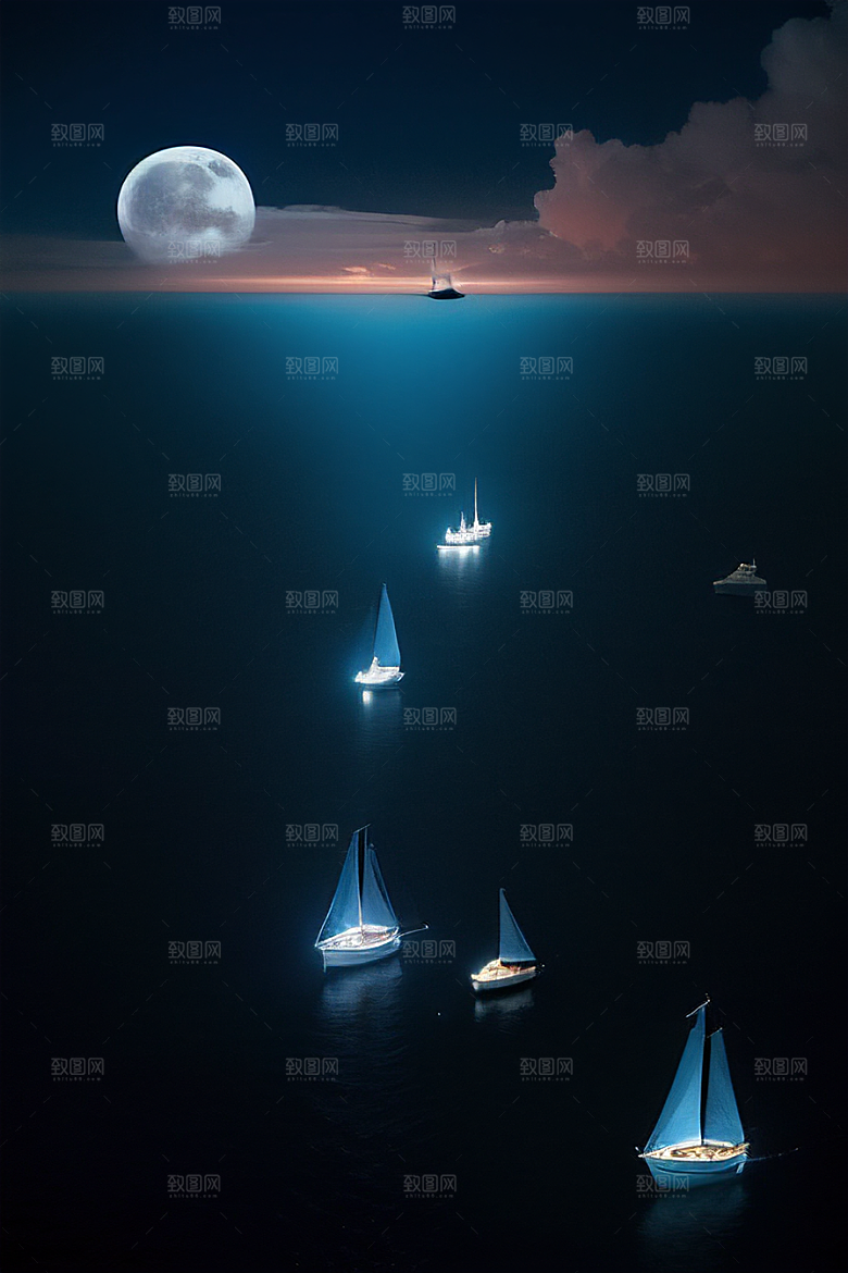 魔幻的蓝色海洋画面