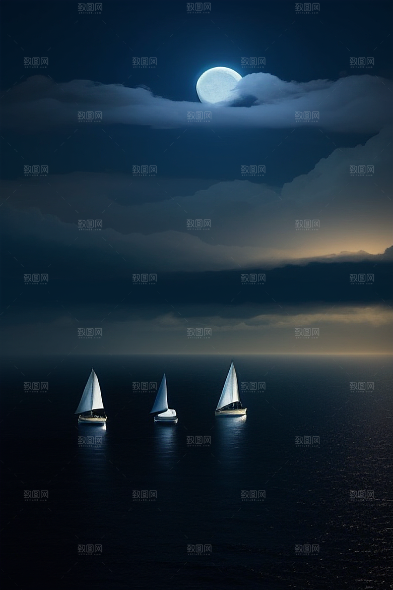 魔幻的蓝色海洋画面