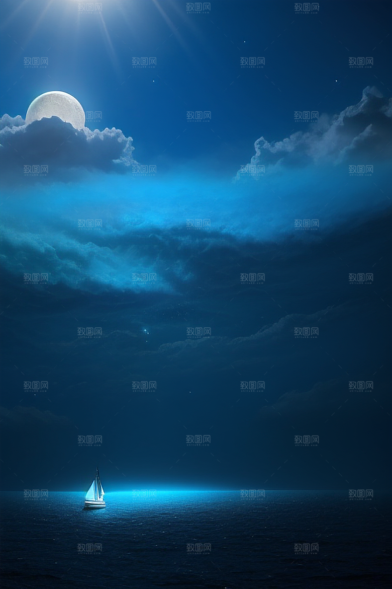 魔幻的蓝色海洋画面