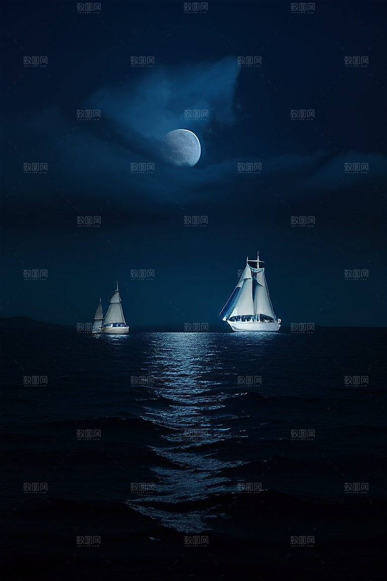 魔幻的蓝色海洋画面