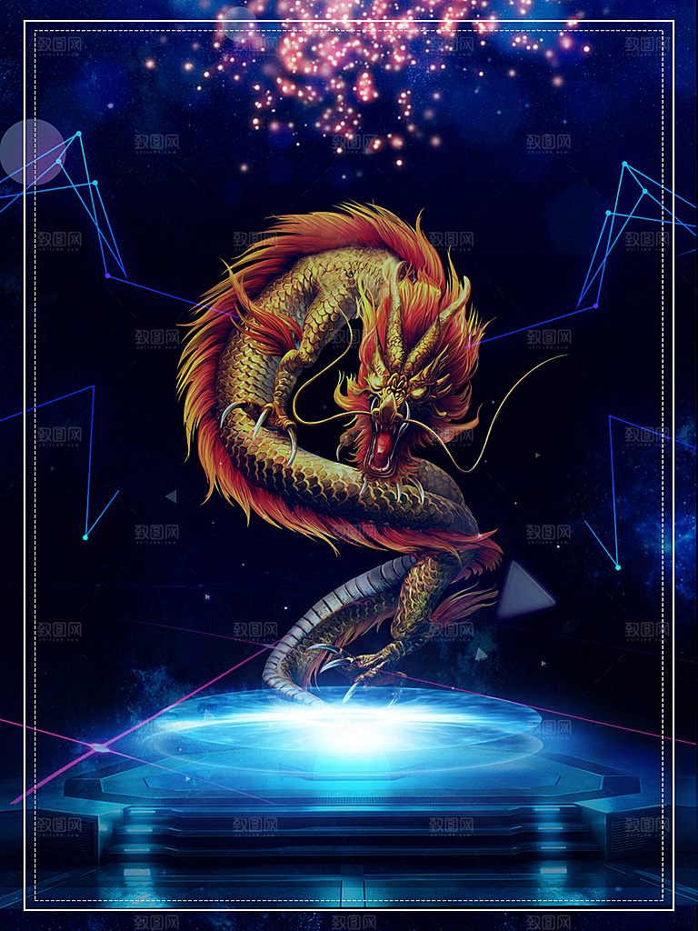 蓝色科技背景海报