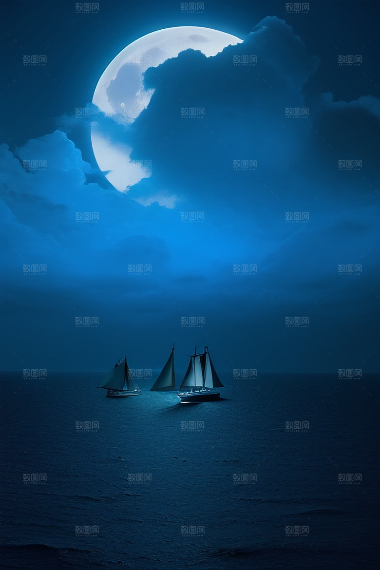 深海中漂浮的巨大蓝玫瑰