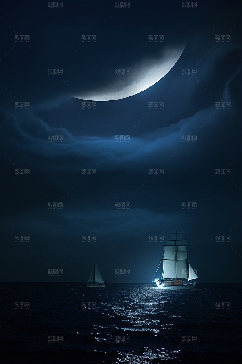 深海中漂浮的巨大蓝玫瑰