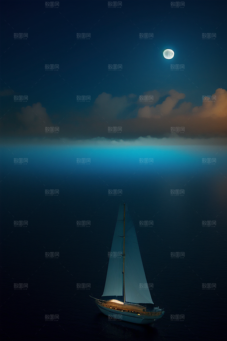 深海中漂浮的巨大蓝玫瑰