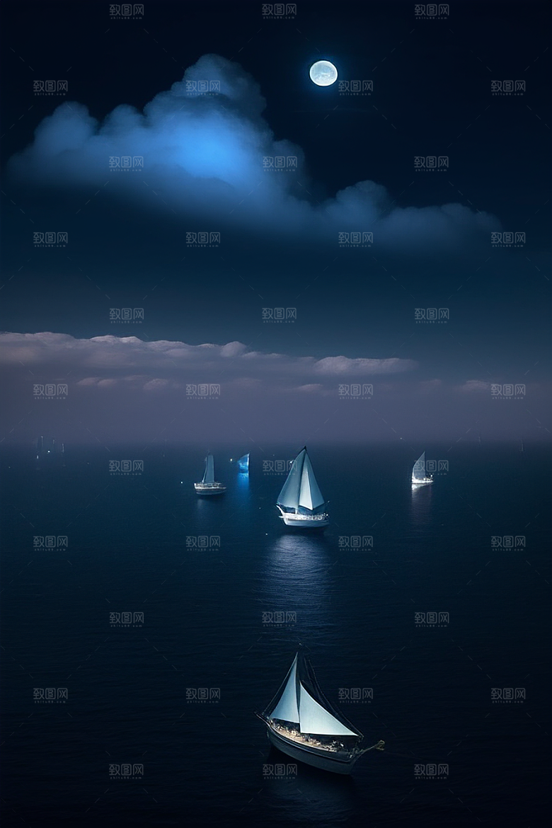 深海中漂浮的巨大蓝玫瑰